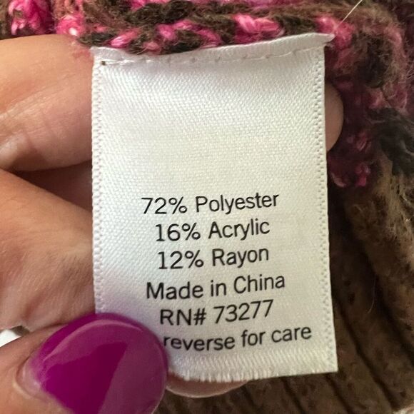 Nine West Women's Pink And Brown Ribbed Crew Neck Pullover Sweater Size XS - Picture 5 of 9